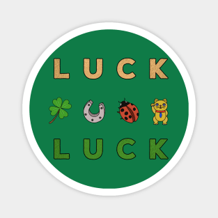 Ladybug, Horseshoe, Four-leaf Clover, Lucky Cat - Luck Symbols Magnet